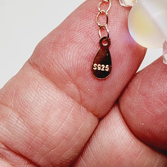 White Aurora Borealis Glass and White Glass Beaded Bracelet in 14K RG Over 925SS - Picture 4 of 6